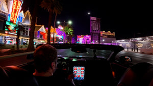 Cadillac XLR top down Las Vegas strip with Max-Din unit prototype created exclusively by KnightDriveTV