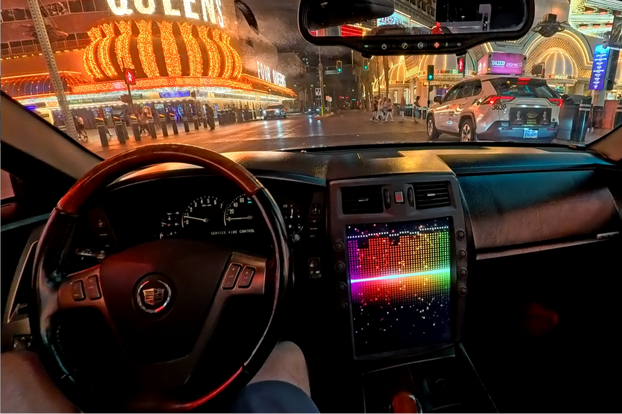 XLR Cadillac interior with prototype Max-Din installed